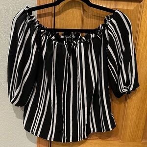 Rue21 Off-Shoulder Black and White Striped Blouse
